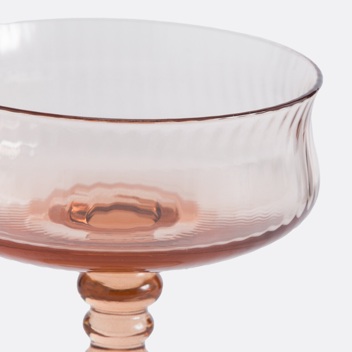 Set of 2 Brissa Champagne Glasses in Ribbed Glass smoky pink, LA REDOUTE INTERIEURS