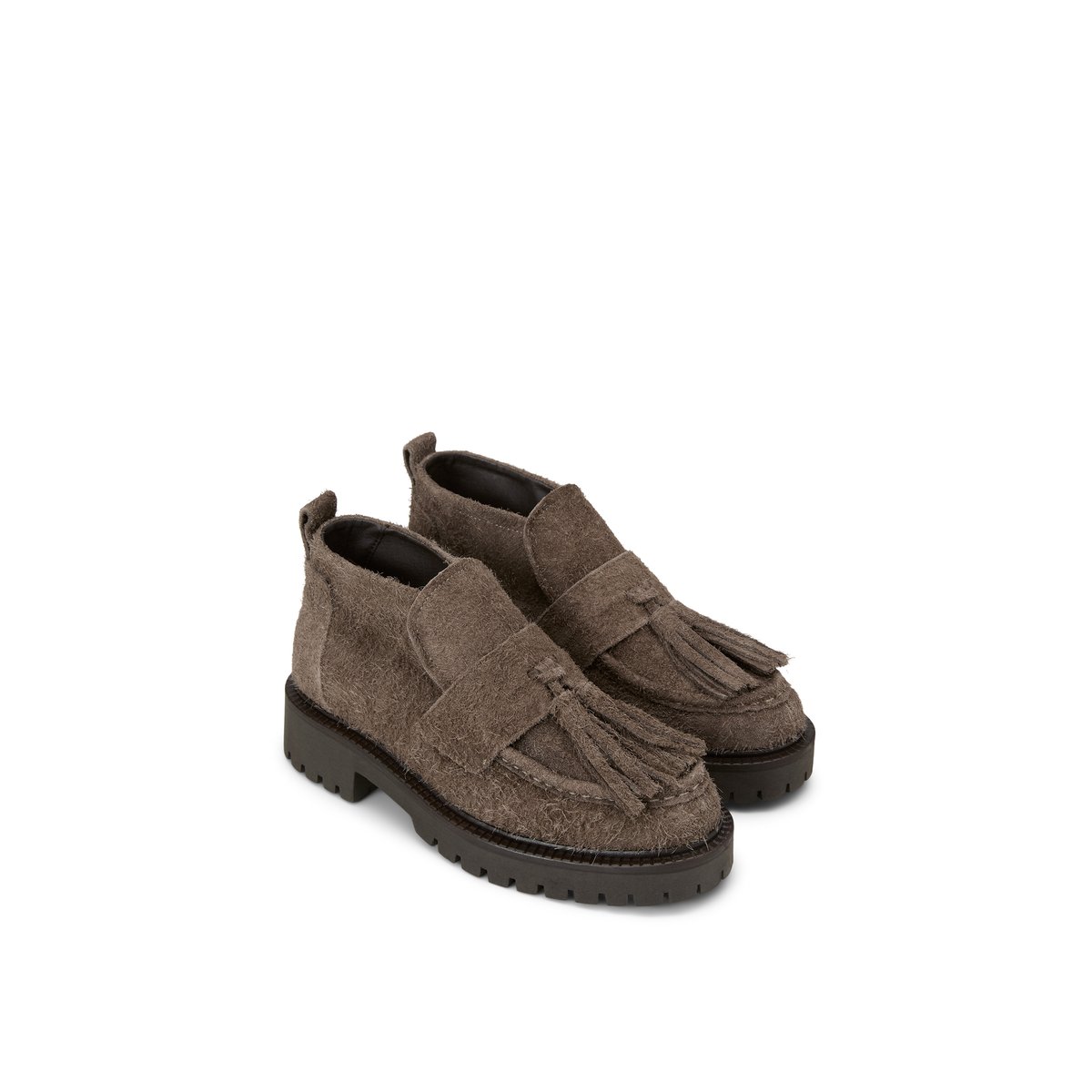Mocassins à talon court, modèle Erin en cuir velours huilé marron, MARC O'POLO