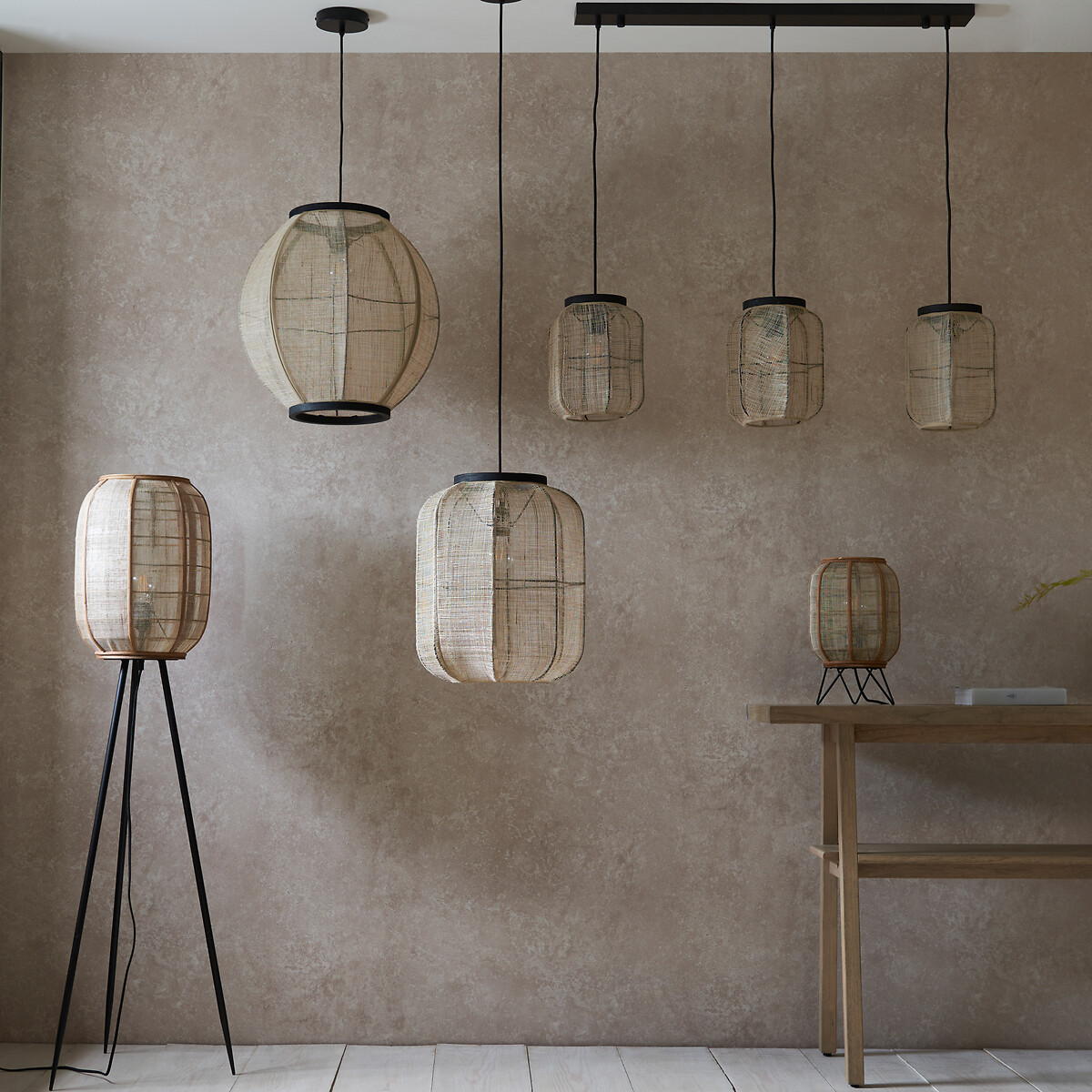 Zane Natural Linen Floor Lamp black, ÉDITÉ