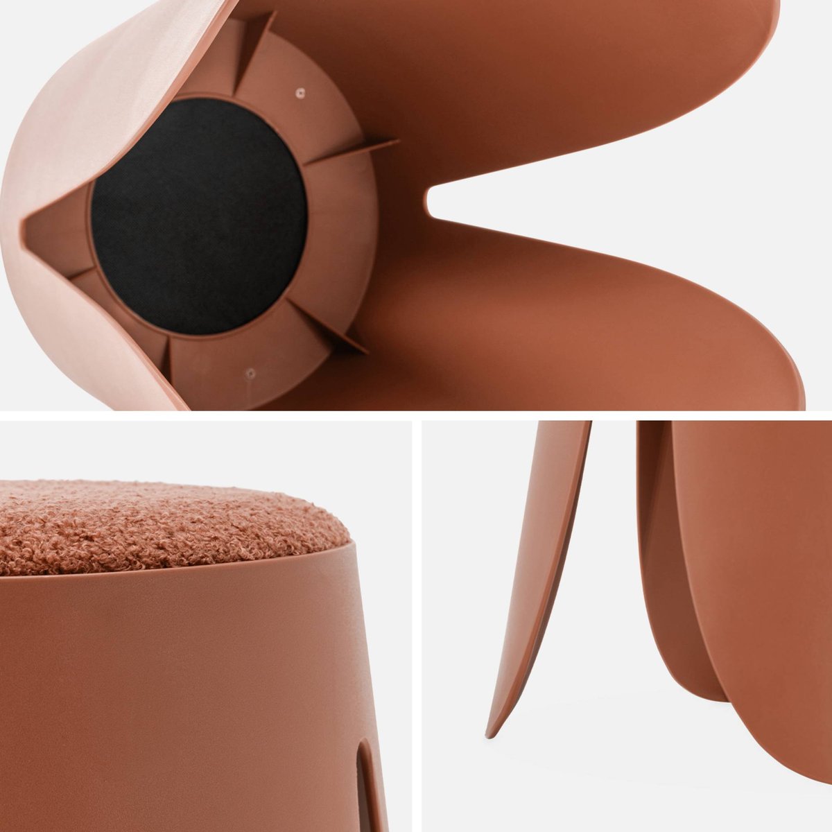 Tabouret empilable bouclette texturée (lot de 4) NIKI terracotta, SWEEEK