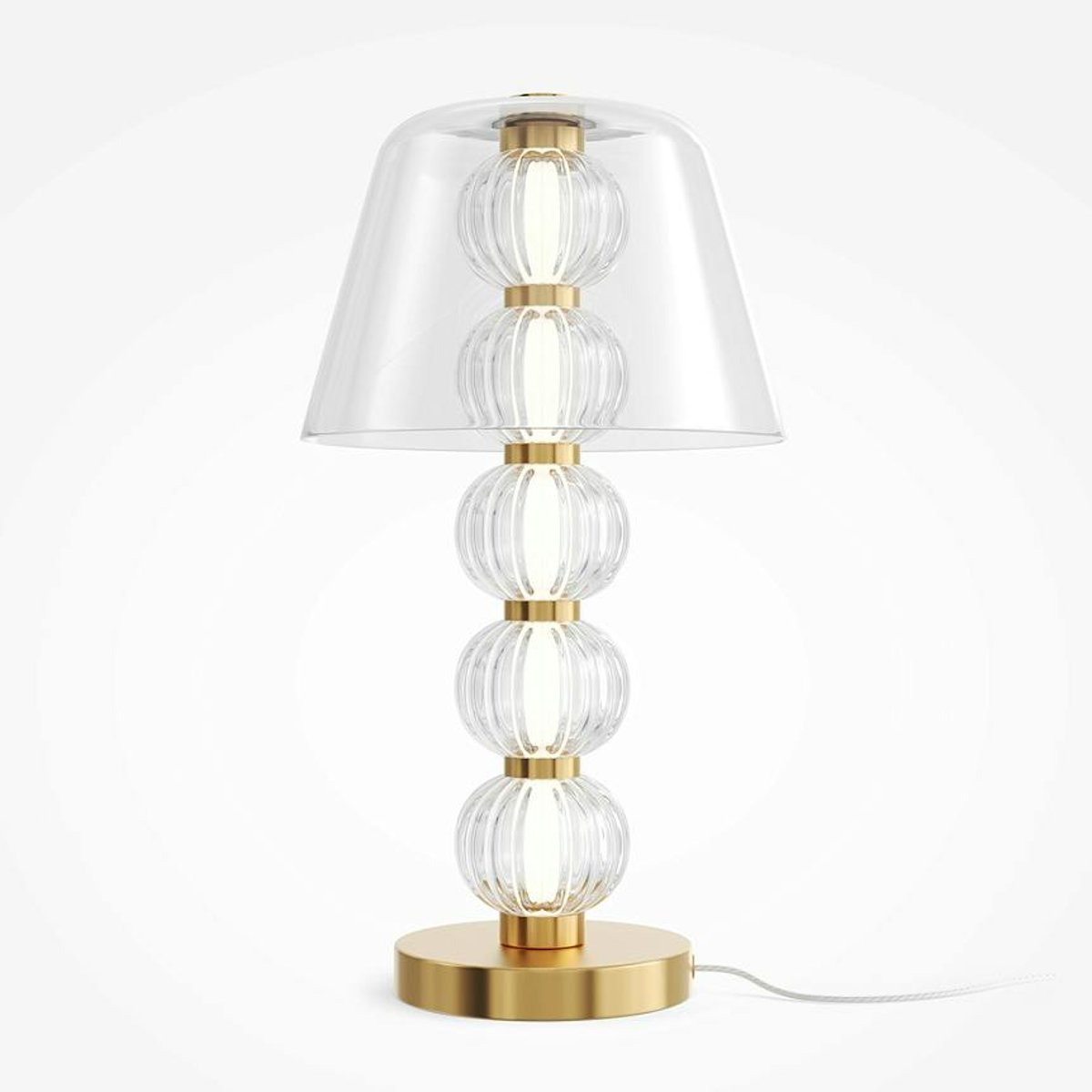 Lampe de table en verre - perles ciselées style rétro BELLA doré, PIER IMPORT