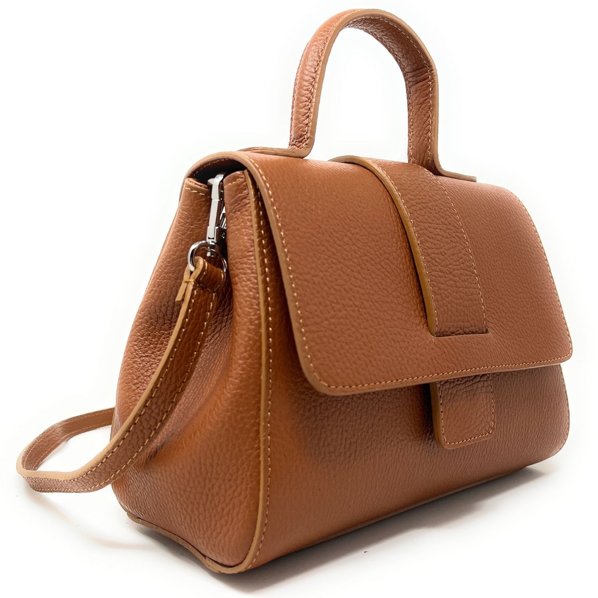 Sac à main bandoulière en cuir grainé SMART camel, OH MY BAG