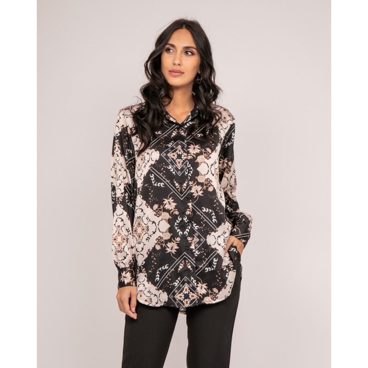 Chemise Motifs Omist noir, DONA LISA