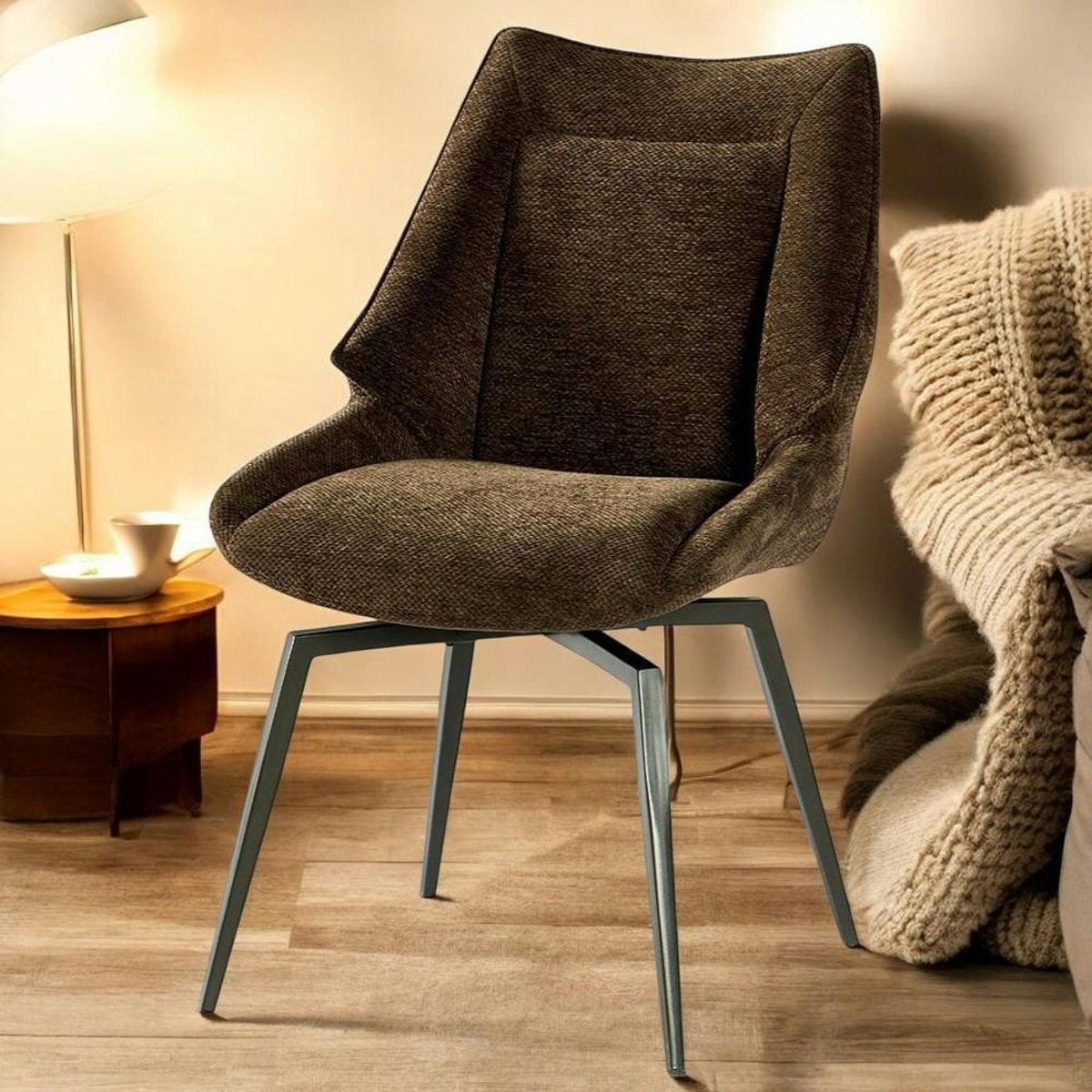 Chaise design tissu microfibre chocolat (lot de 2) IENA marron, PIER IMPORT