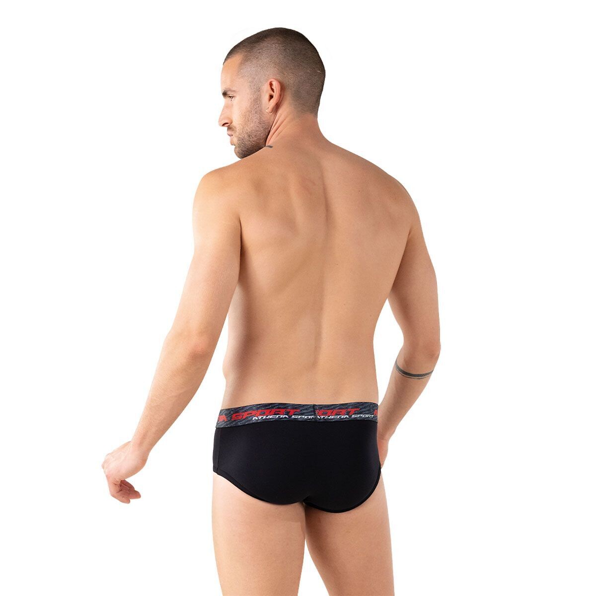 Lot de 3 slips, training dry noir/ceinture bleue+ kaki+ rouge, ATHENA