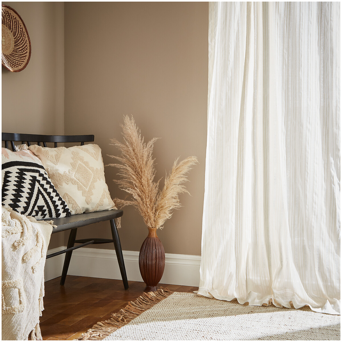 Broderie Cotton Anglaise Voile Curtain Panel natural, PINEAPPLE ELEPHANT