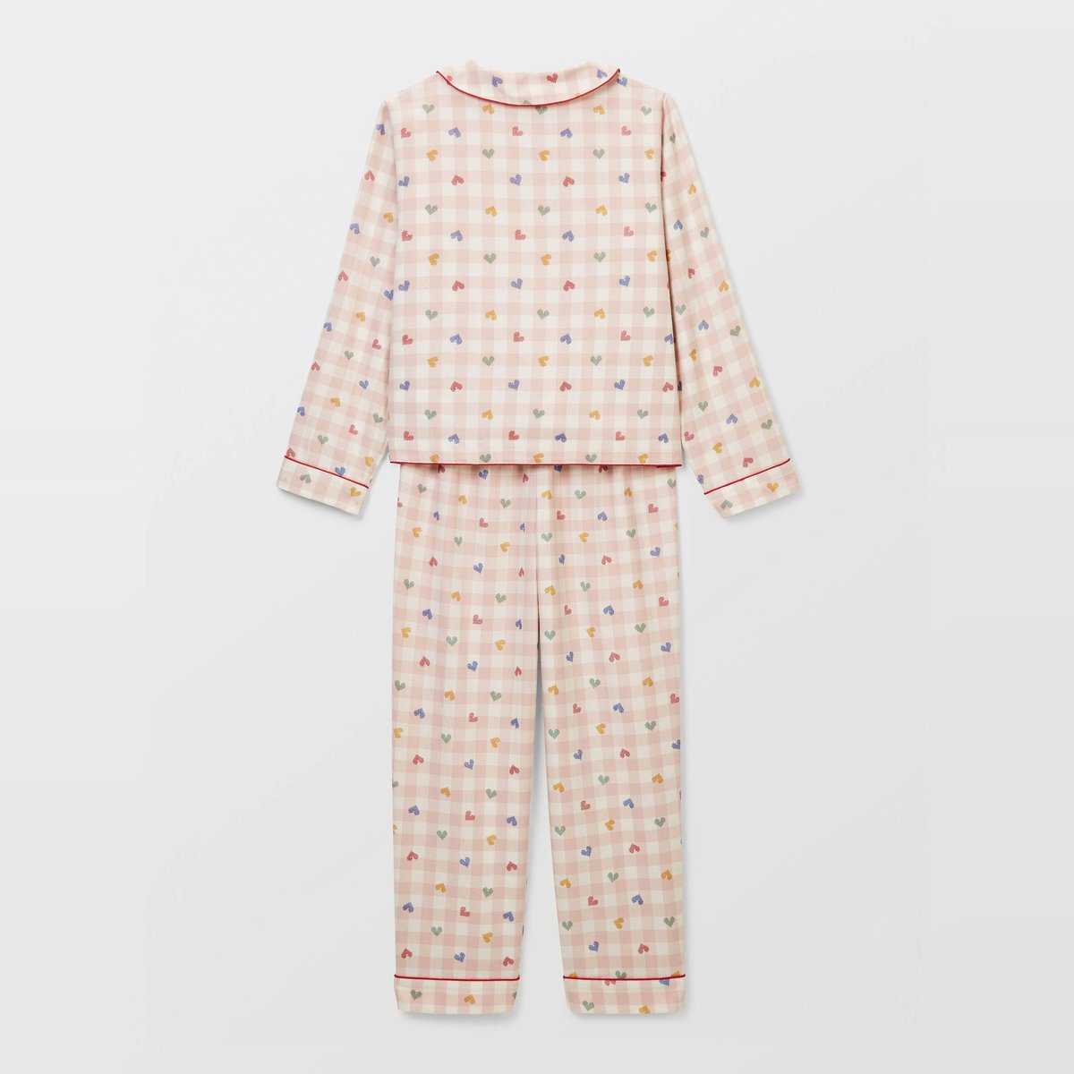 PYJAMA EN COTON IMPRIME VICHY COEUR dragee, MONOPRIX