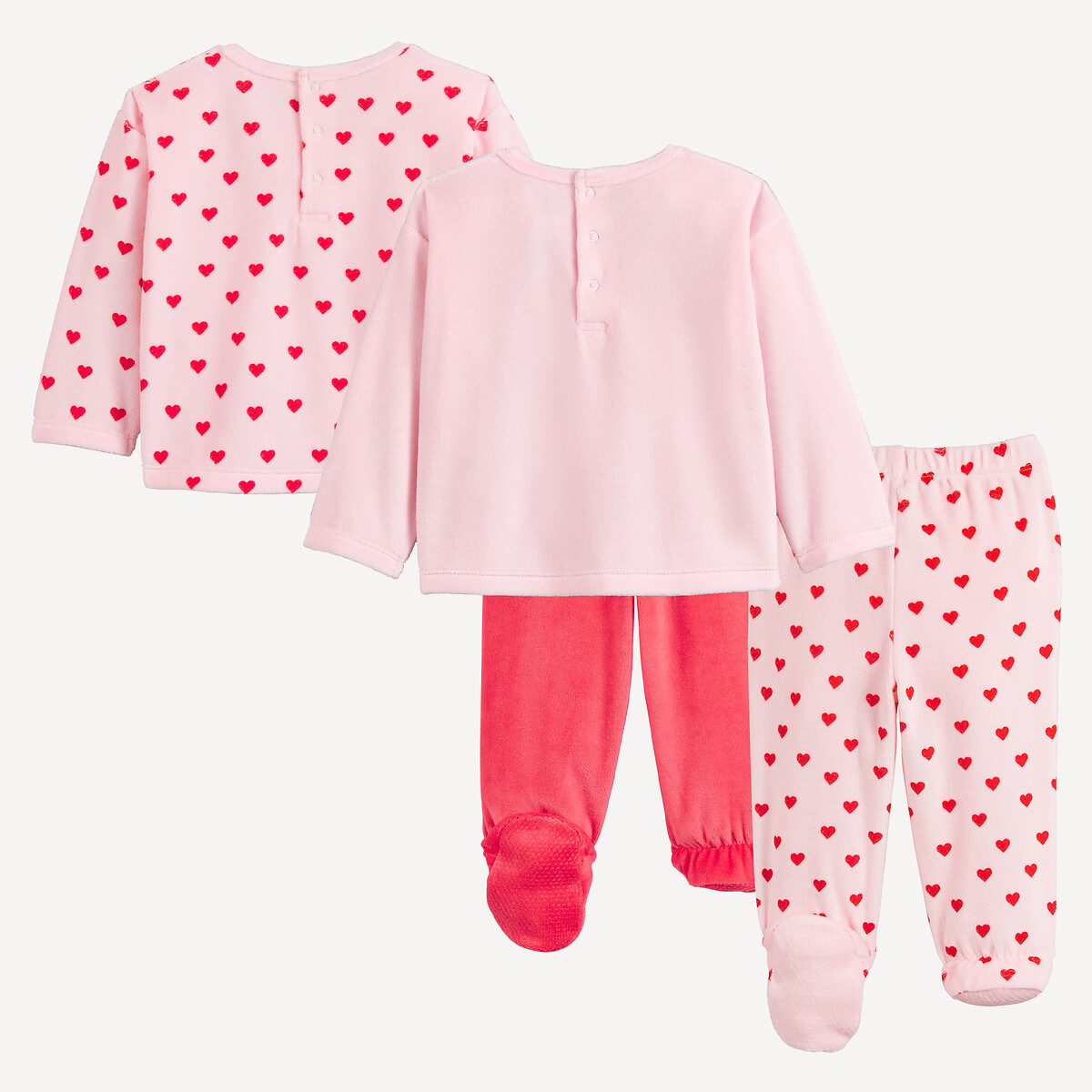 Conjunto de 2 pijamas de 2 peças, em veludo, estampado com corações sortido, LA REDOUTE COLLECTIONS
