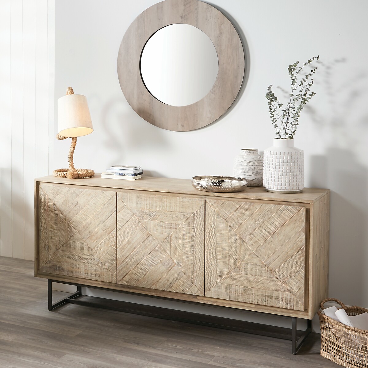Marea Sand Wash Wood 3 Door Sideboard acacia, ÉDITÉ