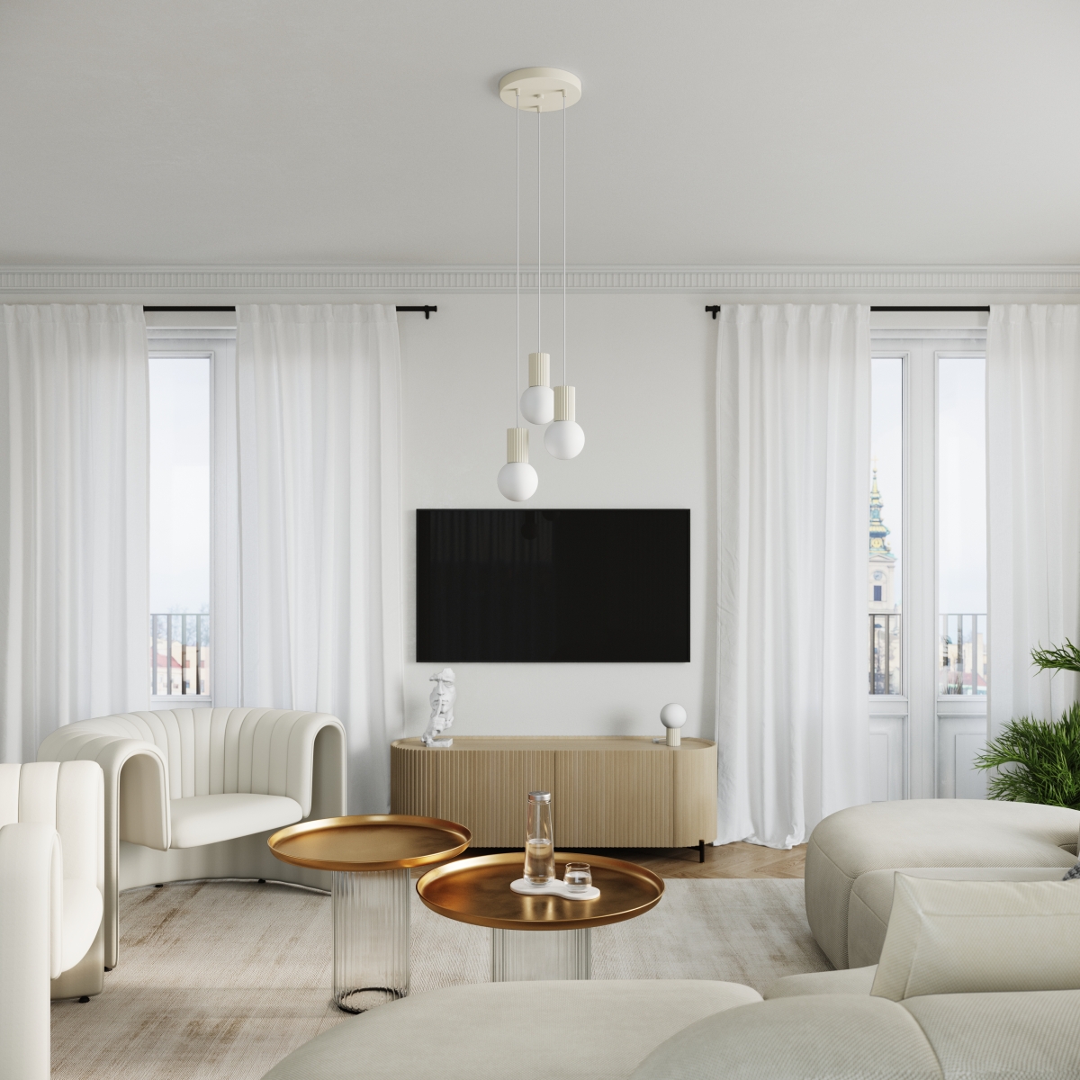 Suspension Aluminium Beige G9 1 Halo beige, EDEN