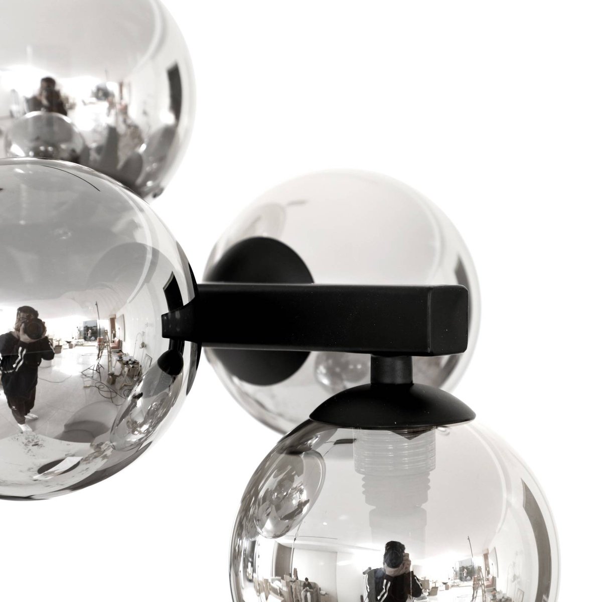 Suspension en métal moderne, Naelen noir, gris fumé, LUCANDE