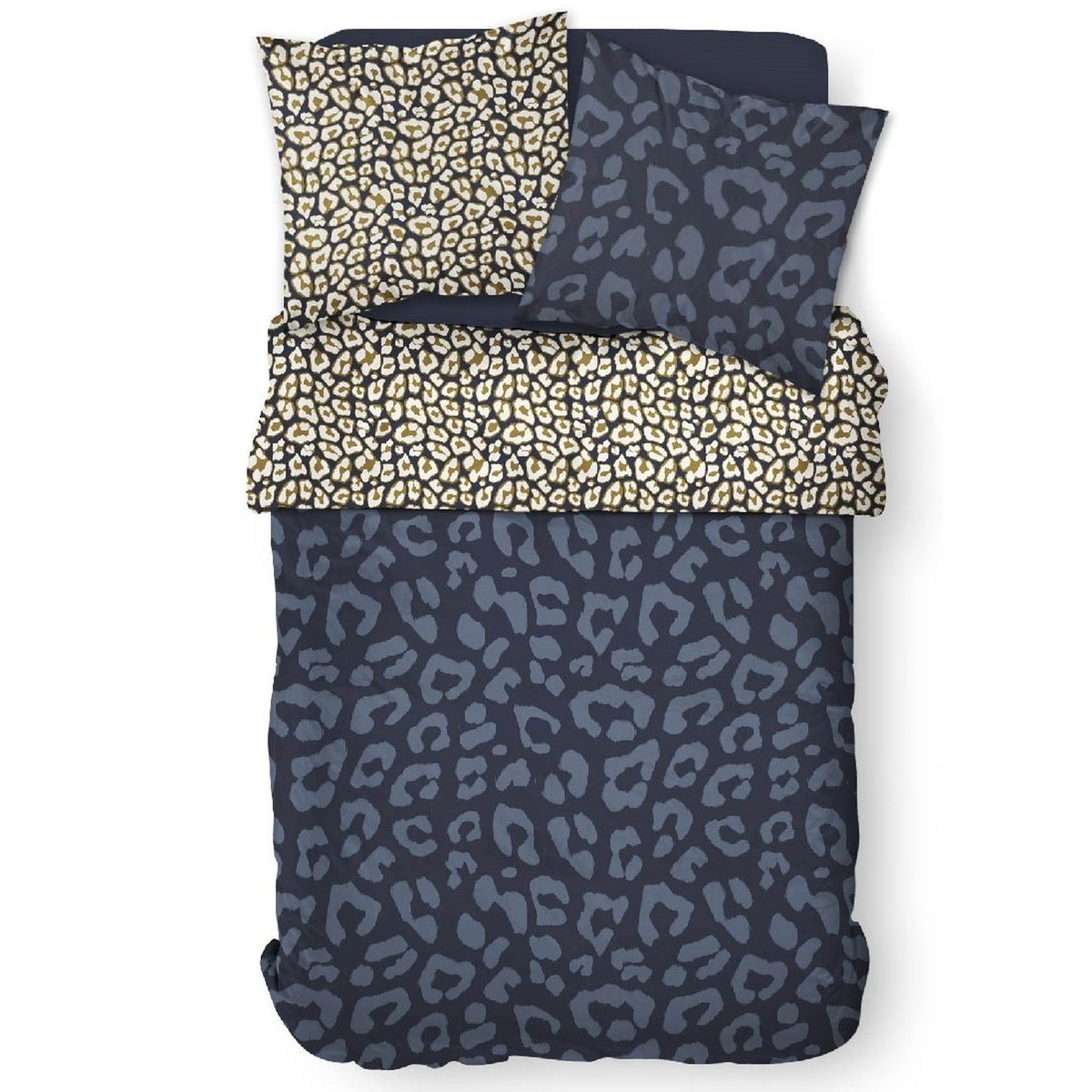 Parure de lit coton 2 personnes imprimé animalier SUNSHINE bleu, TODAY