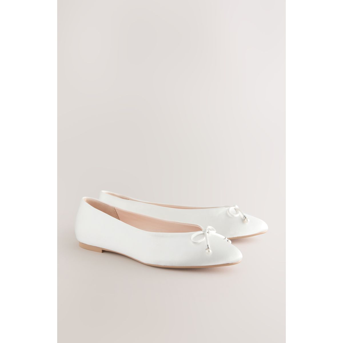 Ballerines de mariée avec nœud et bout rond ivoire, NEXT