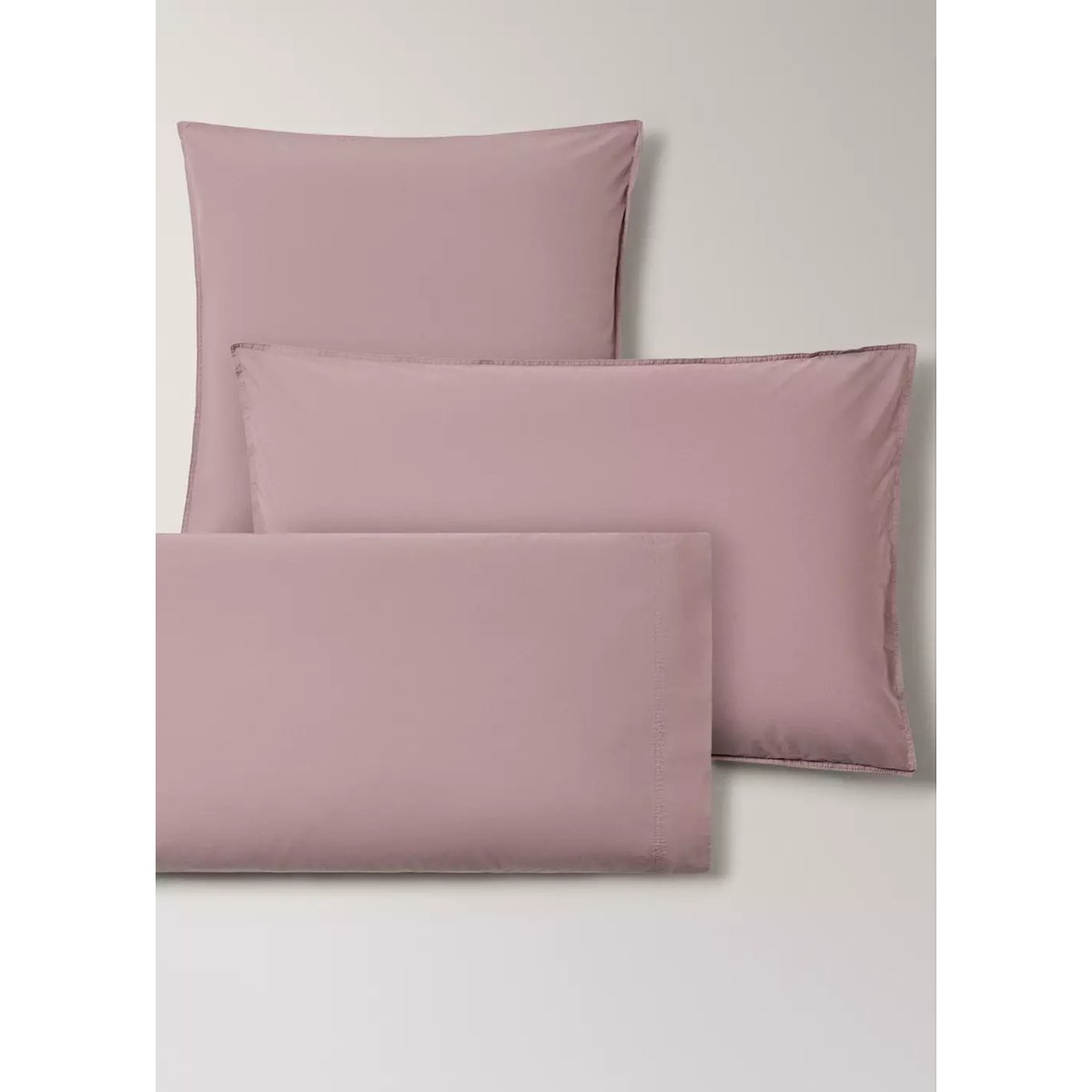 Deux taies d'oreiller double surpiqûre 300 fils coton 50x75 cm rose pâle, MANGO HOME