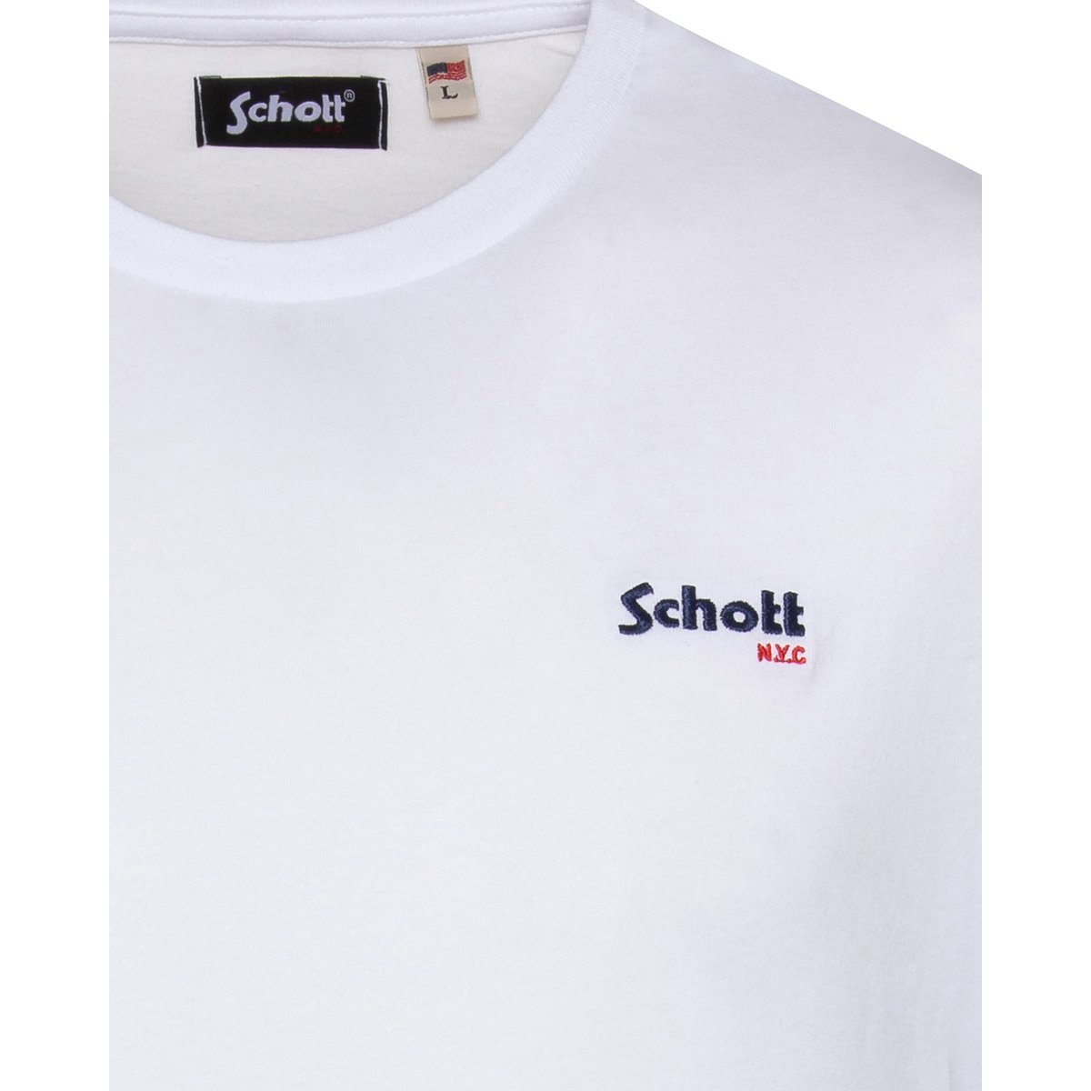 T-shirt brodé gris chiné blanc, SCHOTT
