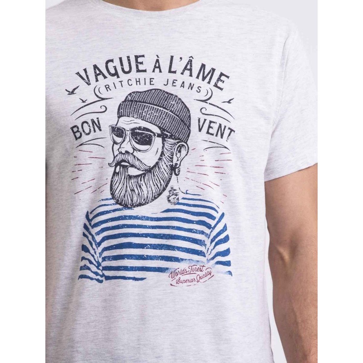 T-shirt Col Rond Pur Coton Naple gris, RITCHIE