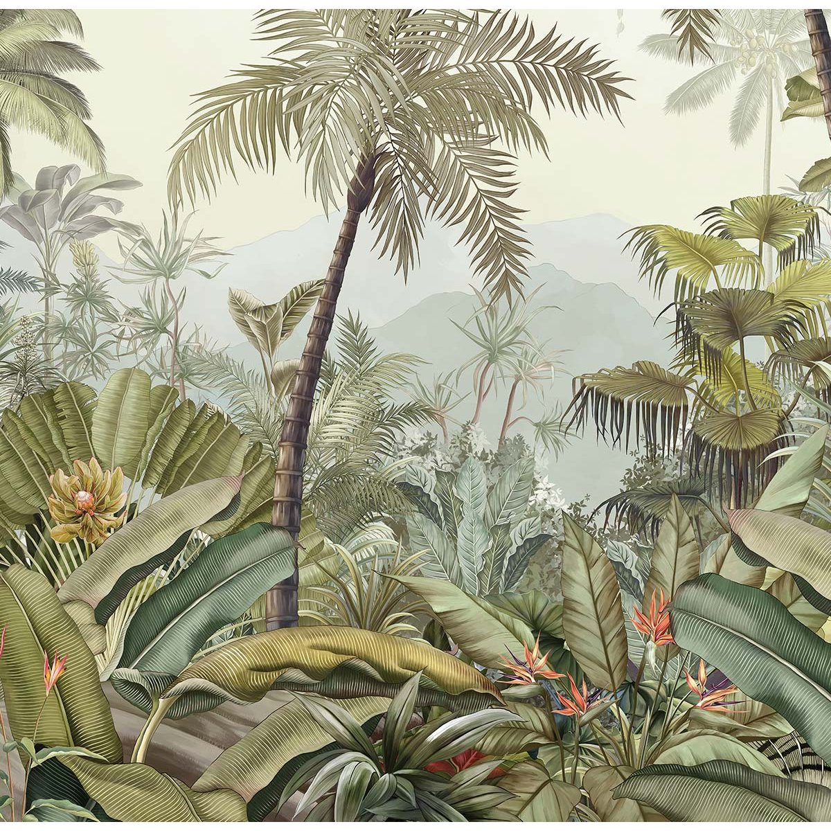 Papier peint jungle palette intissé, HEXOA