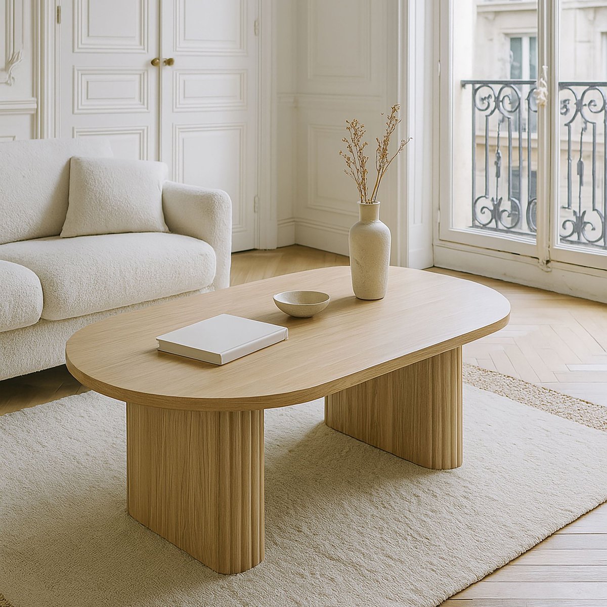 Table basse ovale en bois, QUITO naturel, NOW'S HOME