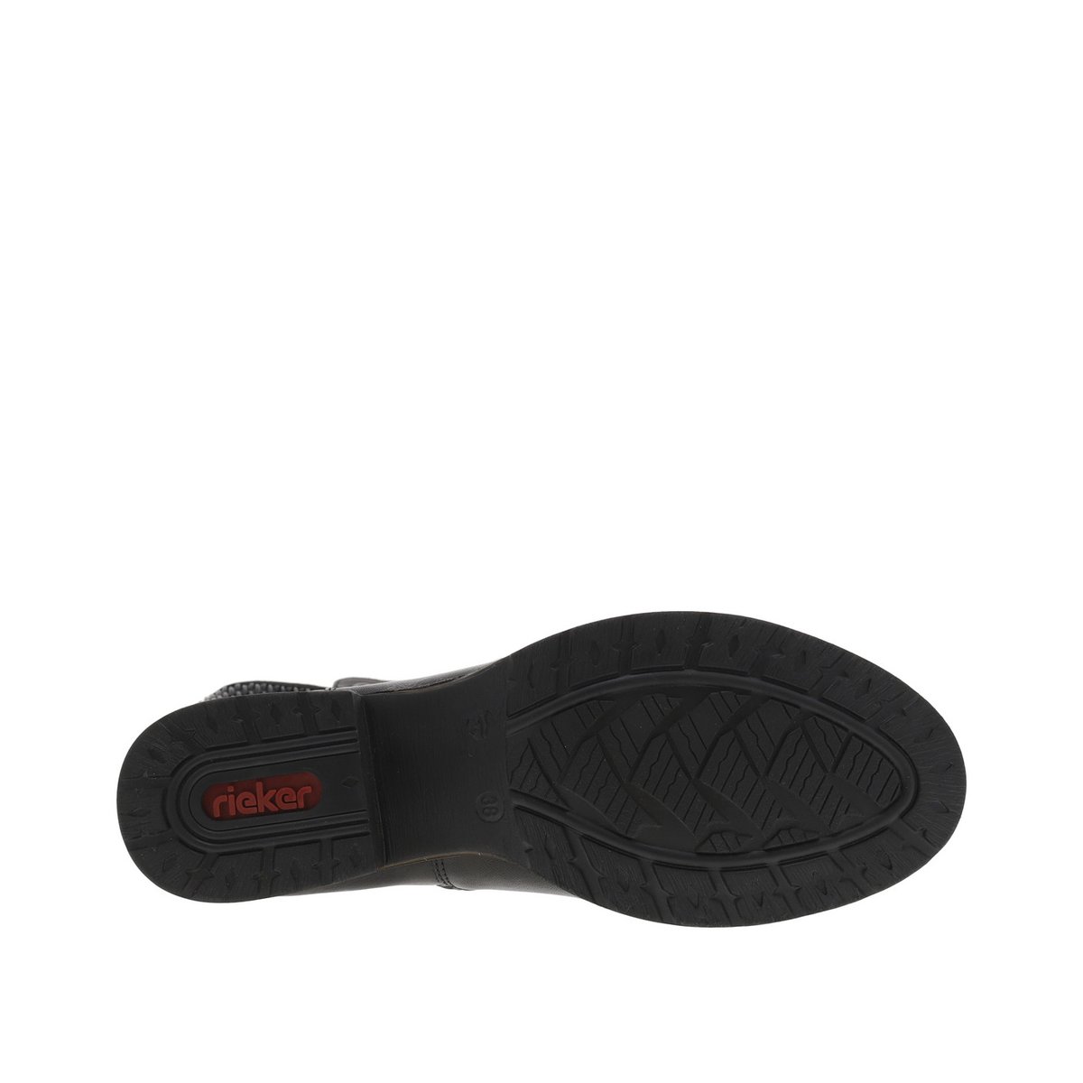 Bottes hautes en cuir brun à talon bloc moyen, doublure chaude et arrière tige stretch très confortable noir, RIEKER