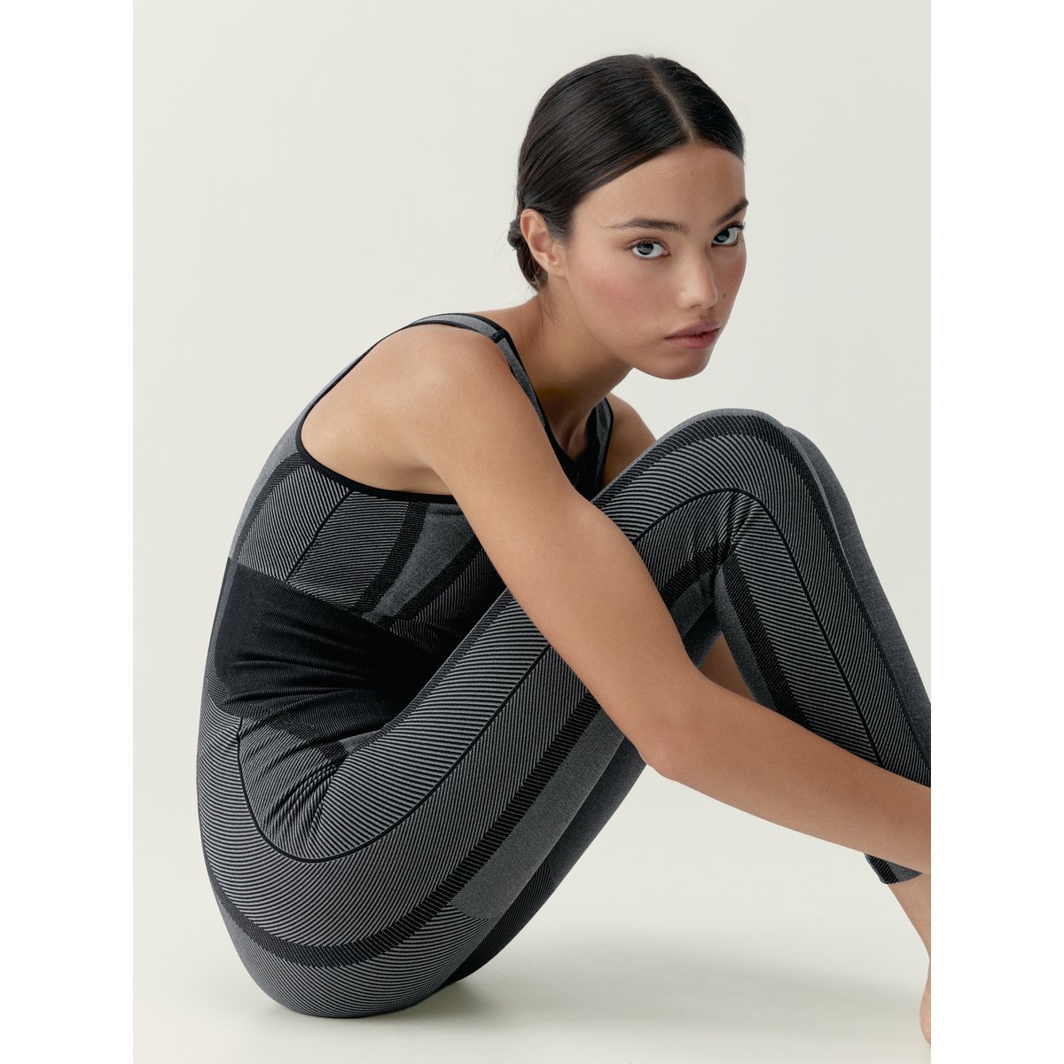 Combinaison de sport femme Selva effet gainant noir/gris moyen, BORN