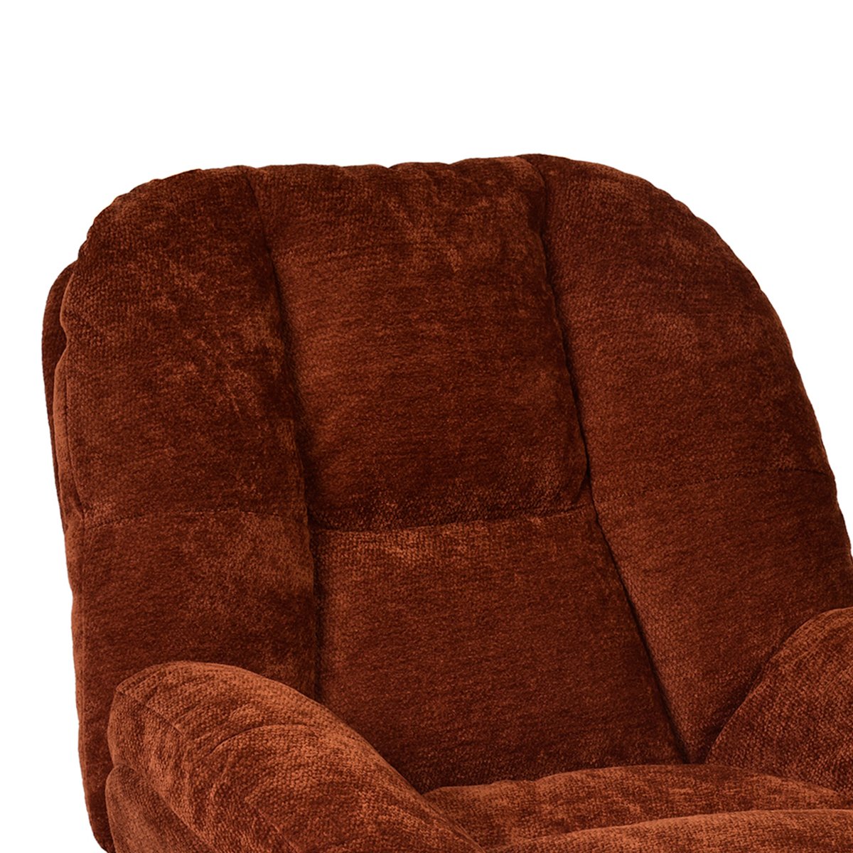 Fauteuil relax réglable et rotatif en tissu chenille, LITHOPSFIX rouge, MEUBLES COSY
