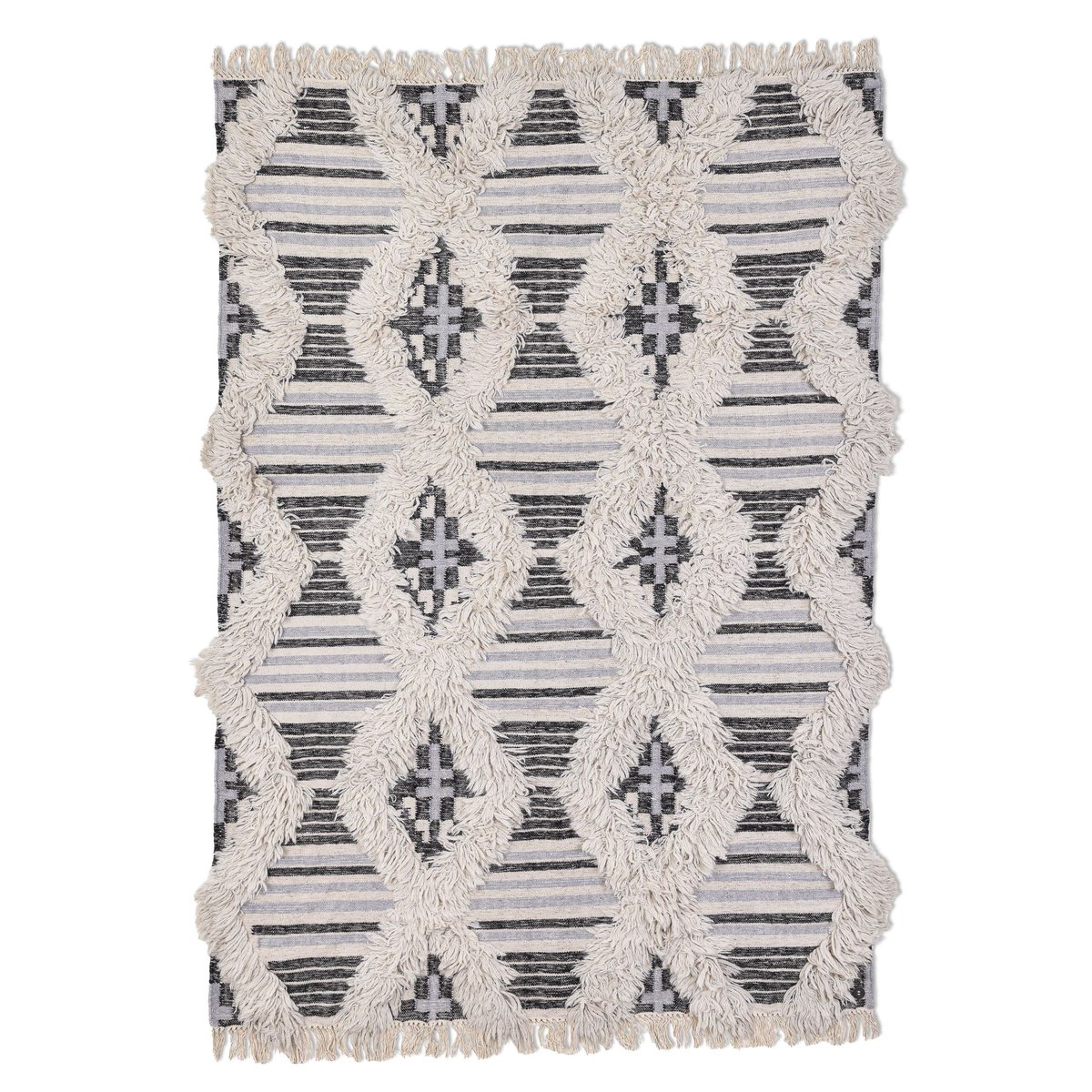 Tapis salon tissé main réversible - VINTAGE noir et blanc, TOM TAILOR
