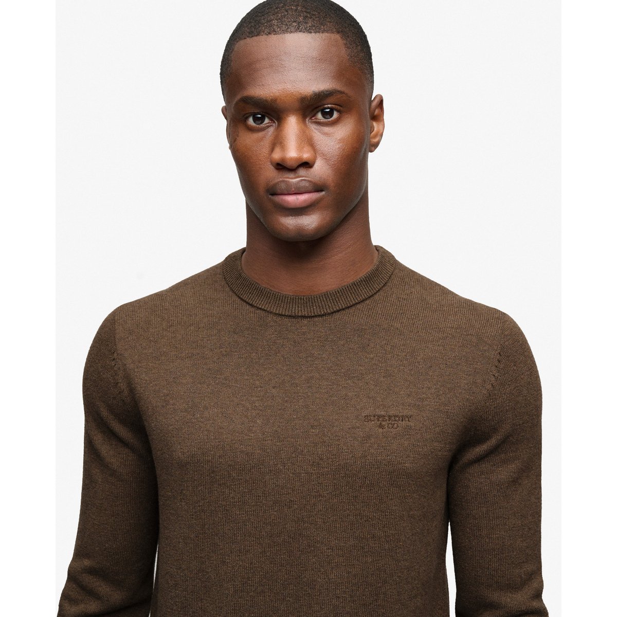 Pull Prep Essential coupe ajustée brun biscuit chiné, SUPERDRY
