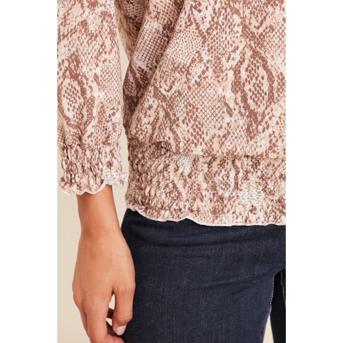 T-shirt col rond manches 3/4 beige, BREAL