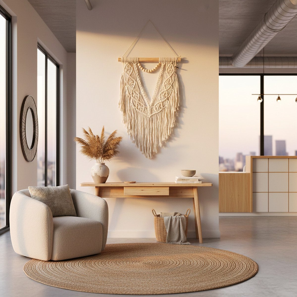 Decoração de parede em macramé KRAFTY, Macramar natural, MACRAMAR