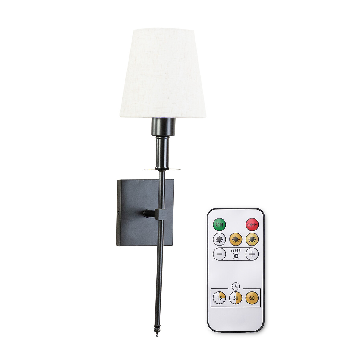Kasey Rechargeable Easy Fit Wall Light with Shade in Black black, SO'HOME