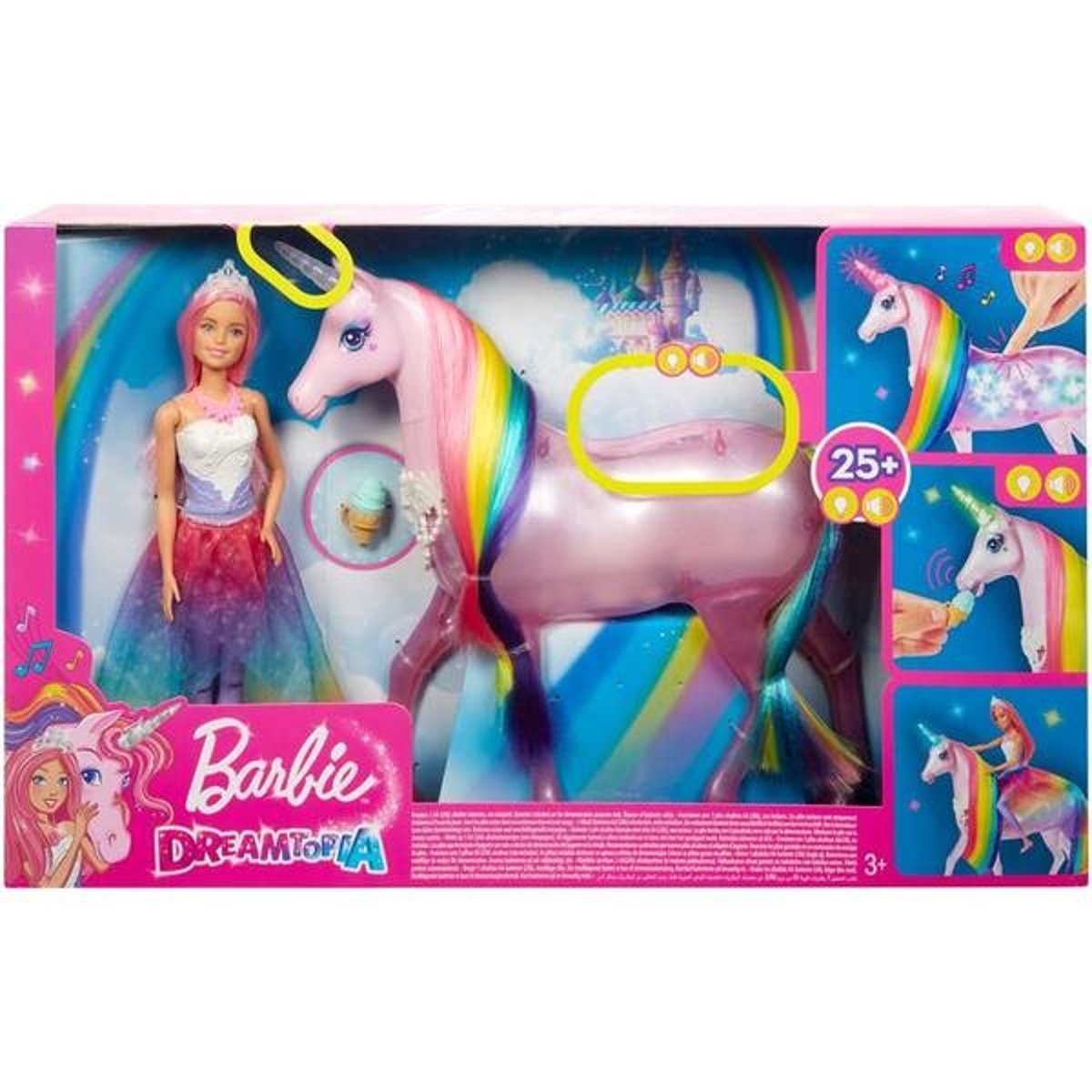 Poupée Barbie Dreamtopia Licorne Lumineuse - Barbie multicolore, MATTEL