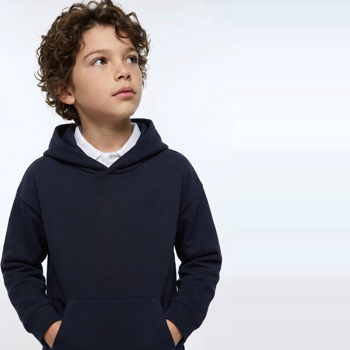 Sweat uni à capuche en coton BIO GOTS marine, MONOPRIX