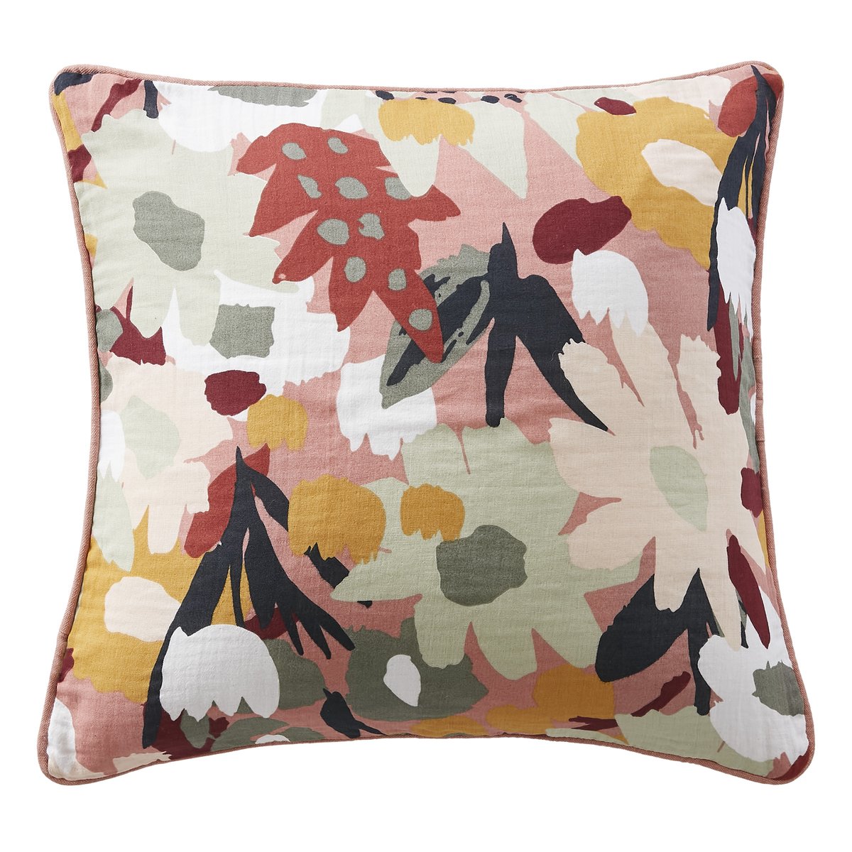 Coussin avec passepoil 45x45 cm Gaze de Coton Loana violet, EDEN