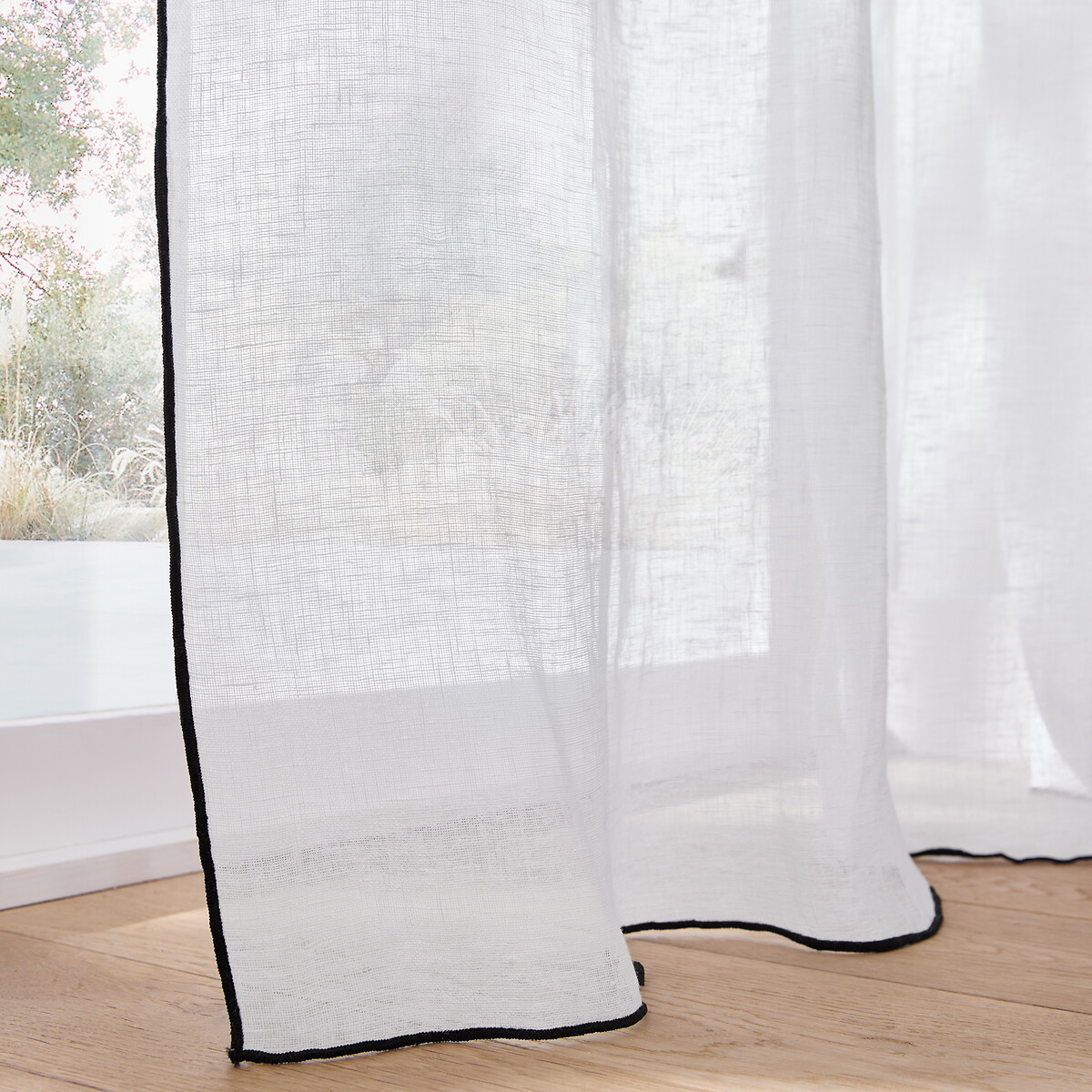 Pannello velato in lino, finitura con bordo sbieco nero, ONEGA bianco, LA REDOUTE INTERIEURS