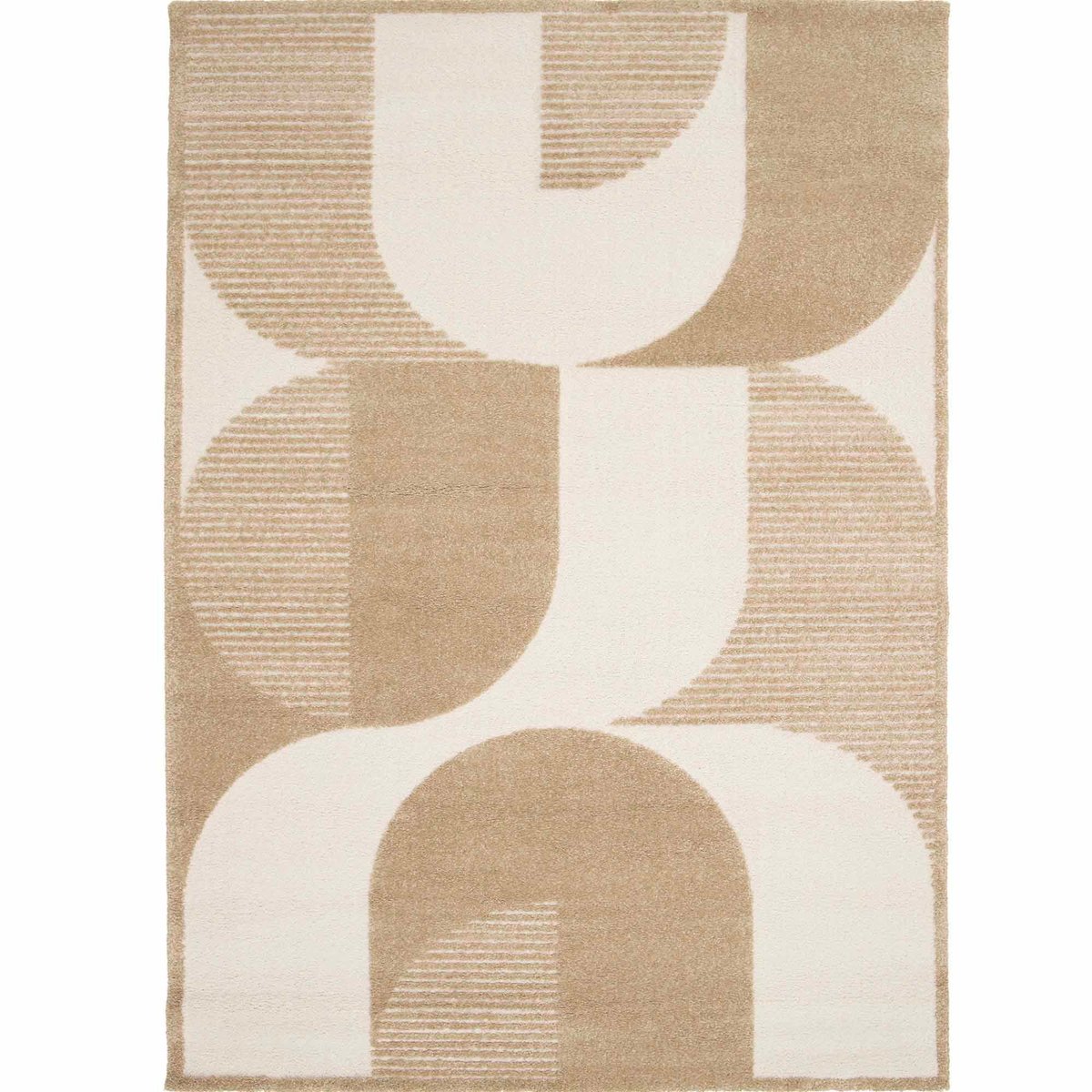 Tapis à reliefs doux à relief géométrique DESIGN OPTIQUE beige, THE DECO FACTORY