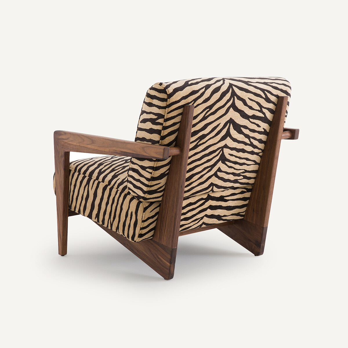 Fauteuil noyer massif tissu jacquard, Izag imprimé animal, AM.PM