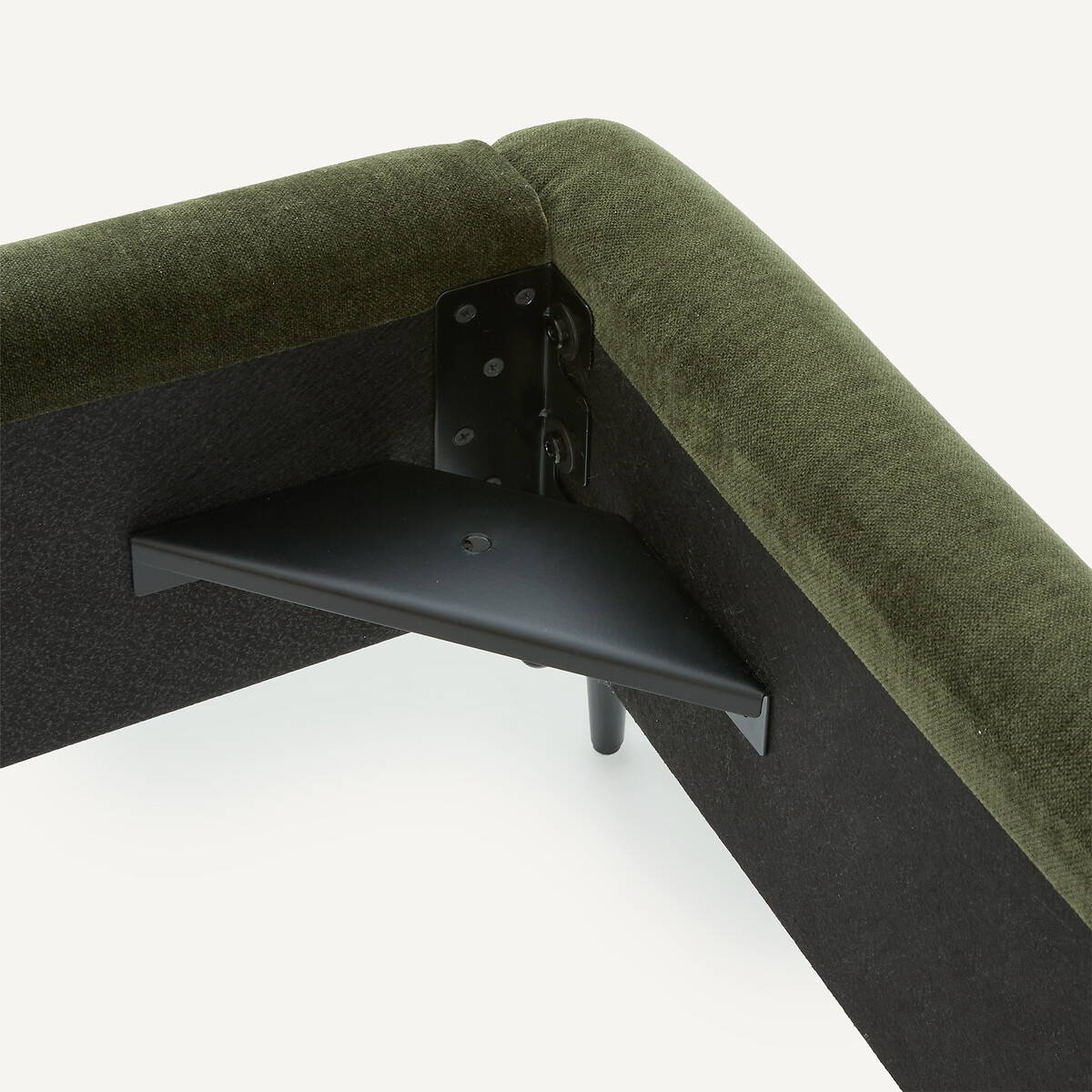 Bett OSCAR aus Velours, mit Lattenrost , Design Emmanuel Gallina olivgrün, EMMANUEL GALLINA X AM.PM