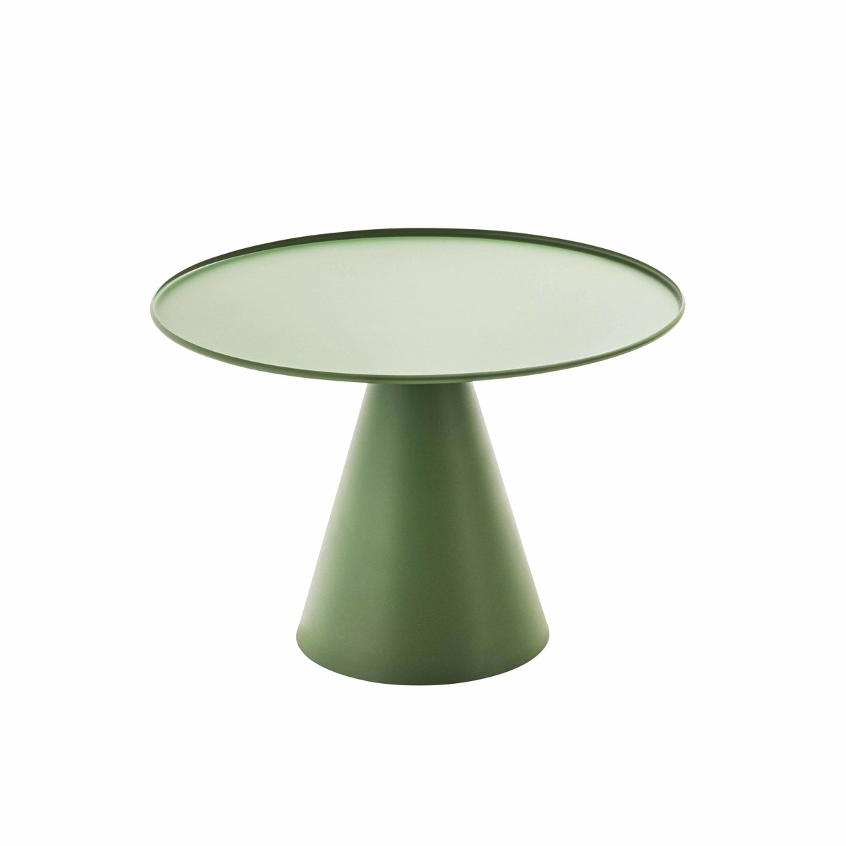 Lot de 2 tables basses rondes en acier, GOMBA vert cactus, OVIALA