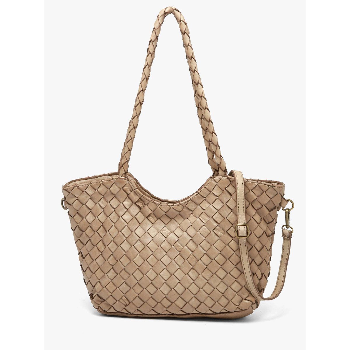 sac porté épaule Dewashed cuir taupe, MILANO