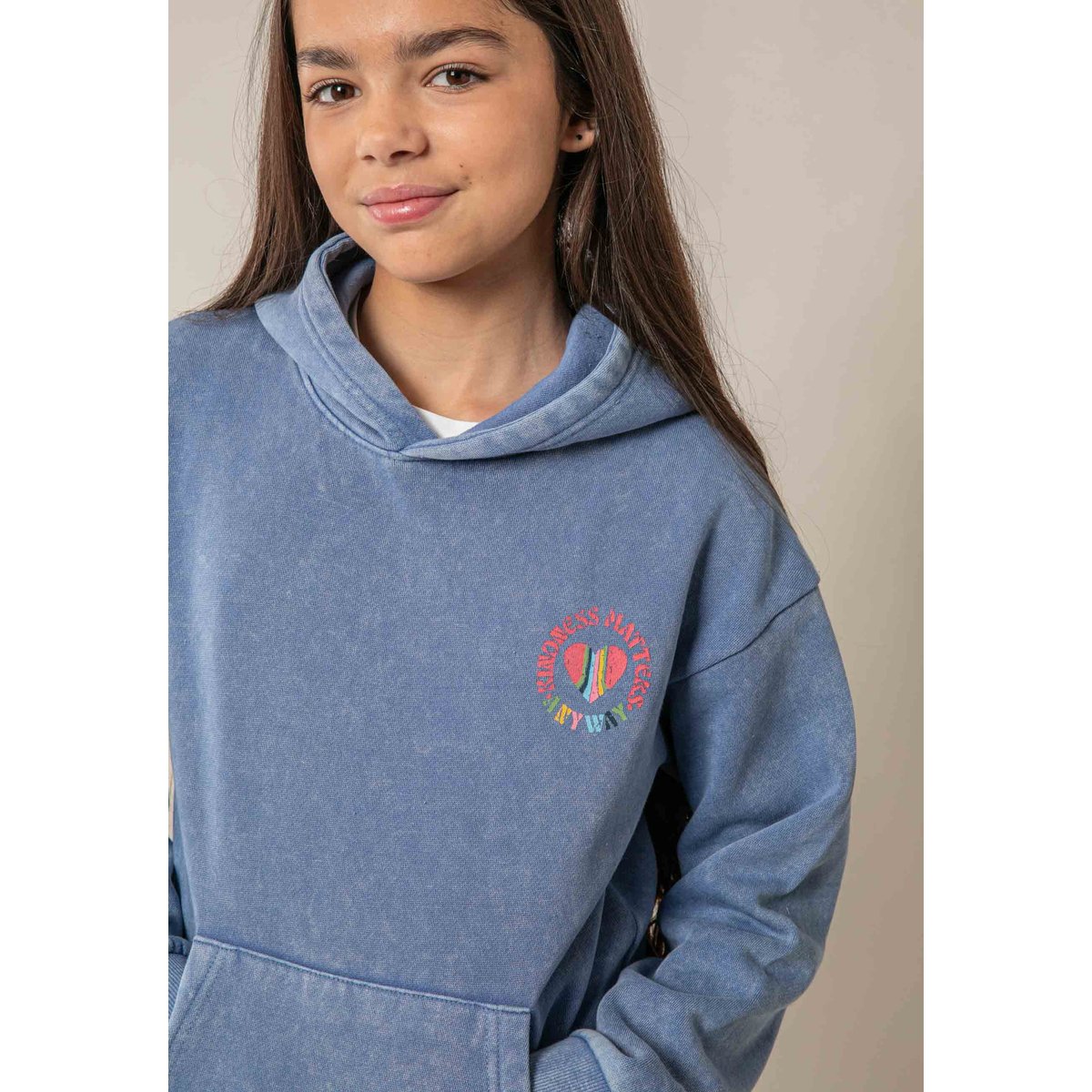 Sweat fille en coton ORENA steel blue, DEELUXE