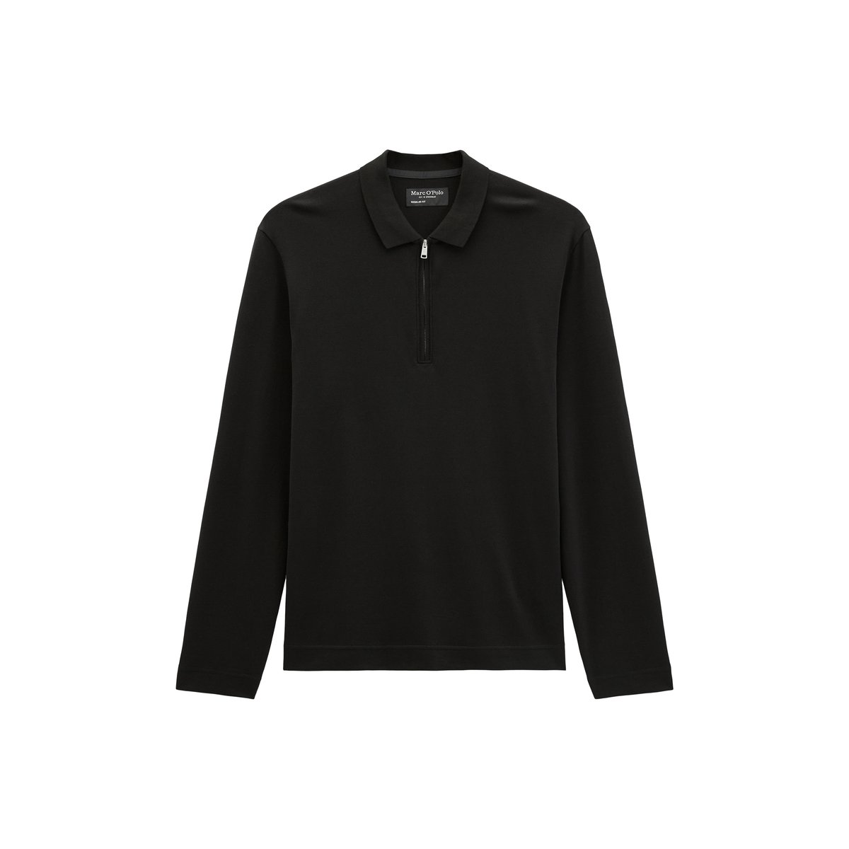Polo à manches longues, coupe classique en jersey de coton bio tout doux noir, MARC O'POLO