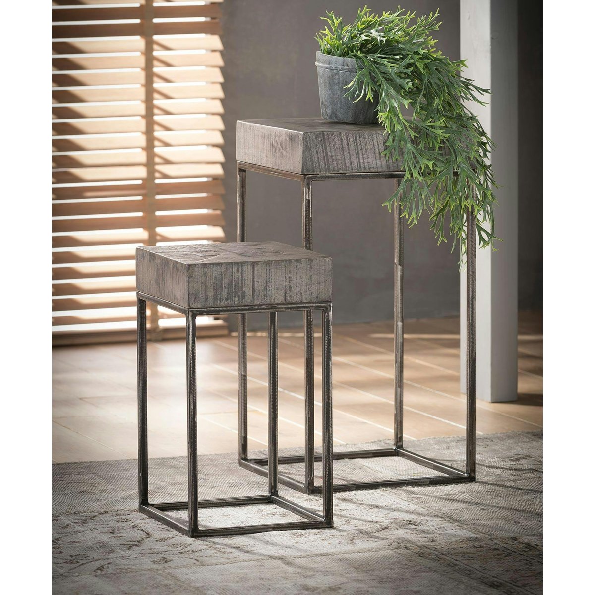 Sellette bois de manguier gris 70 cm LUCKNOW bois naturel, PIER IMPORT