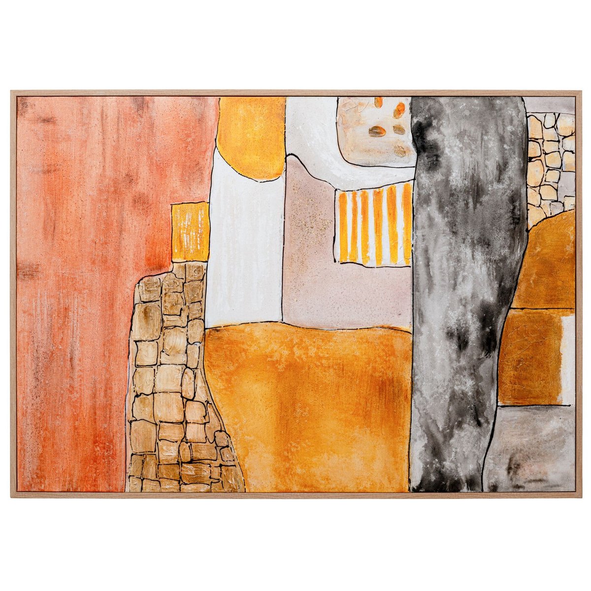 Toile encadrée en polyester, PATCH orange, KARE DESIGN