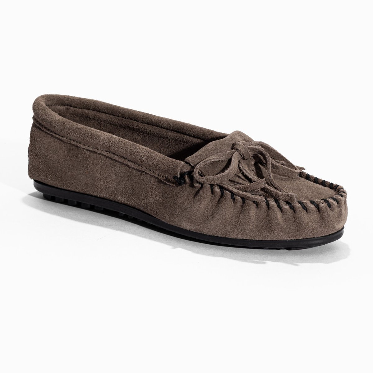 Mocassins en cuir Kilty hardsole gris, MINNETONKA