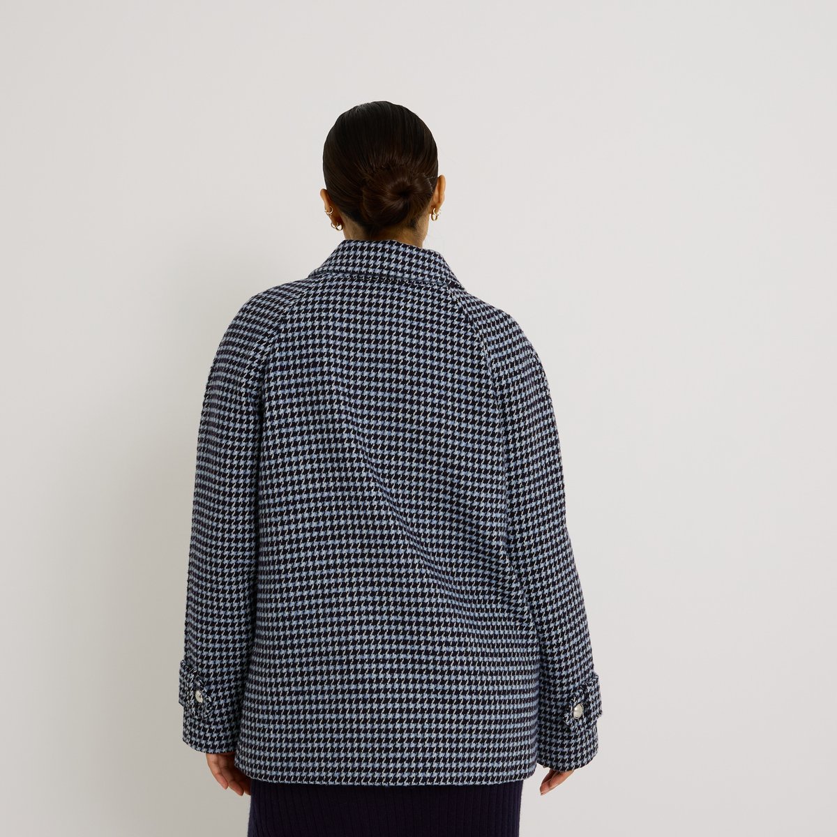 Manteau imprimé pied-de-poule bleu marine, GRAIN DE MALICE