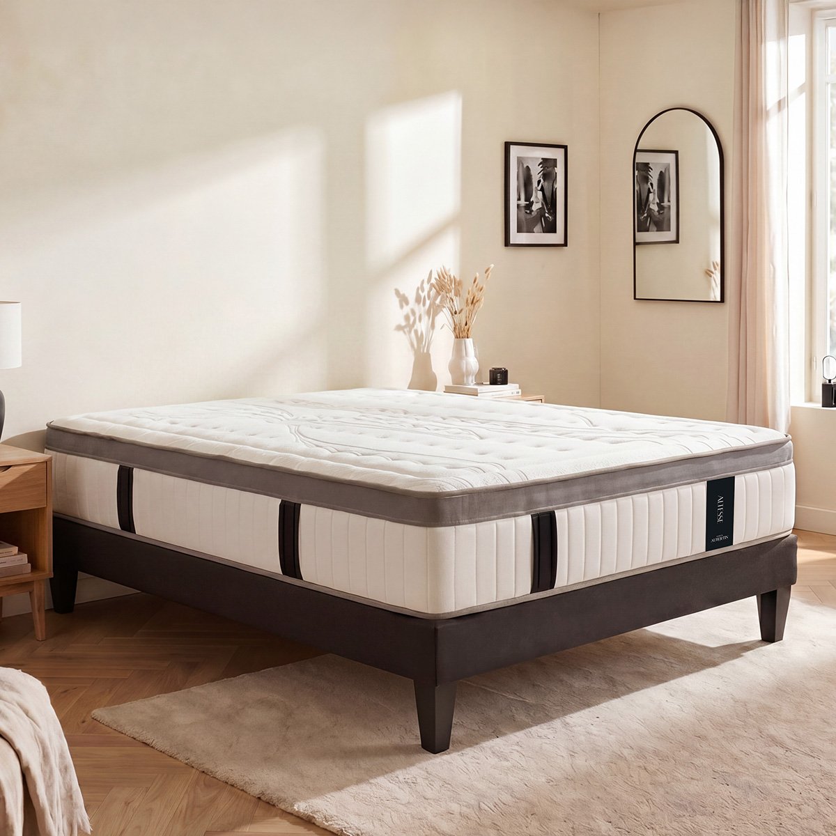 Matelas Mémoire de forme ALTESSE - 27 cm d'épaisseur - Accueil équilibré, soutien ferme blanc, MAISON AUBERTIN