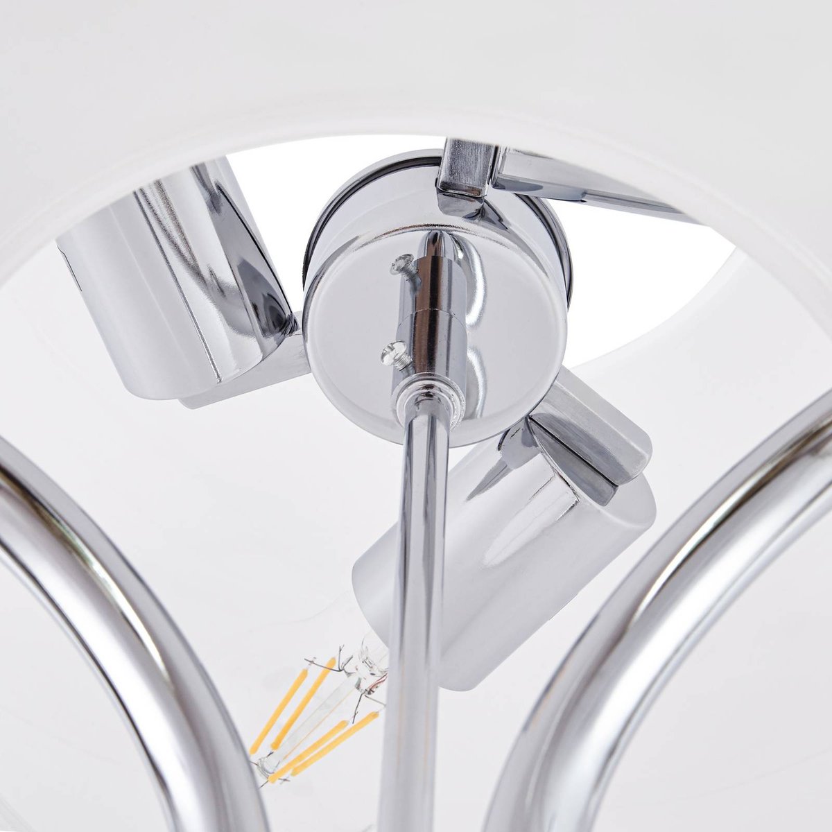 Lampadaire en métal design, Christo blanc, chrome, LUCANDE