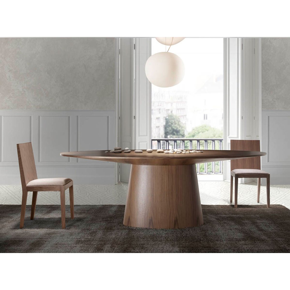 Table à manger ovale noyer walnut, ANGEL CERDA