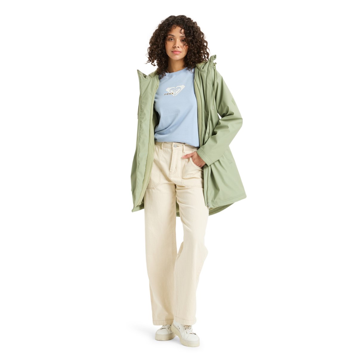 Veste imperméable RAIN ROAD POLAR ZIP. vert oil green, ROXY