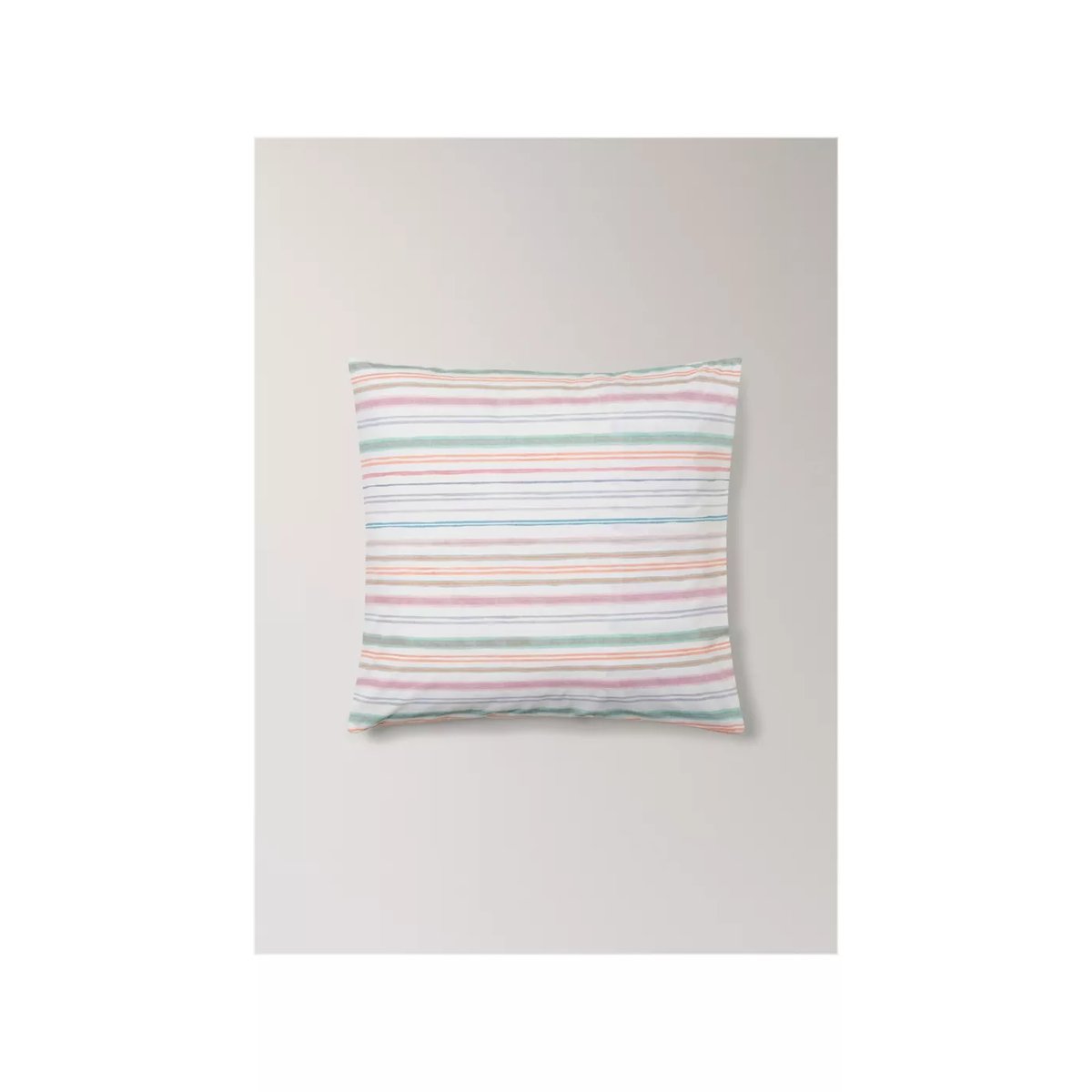 Taie d'oreiller percale de coton rayures multiples colorées 60x60 cm vert, MANGO HOME